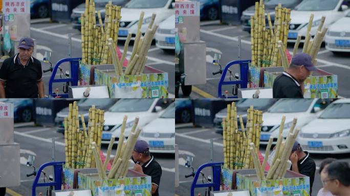 卖甘蔗汁的大爷