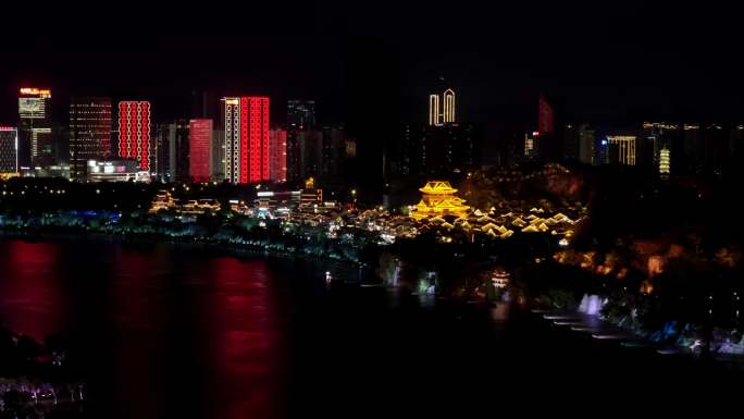 柳州夜景地标航拍