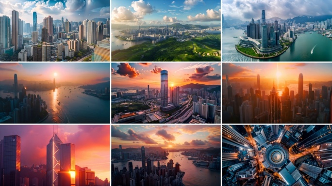 航拍香港地标香港夜景香港中银大厦香港中环