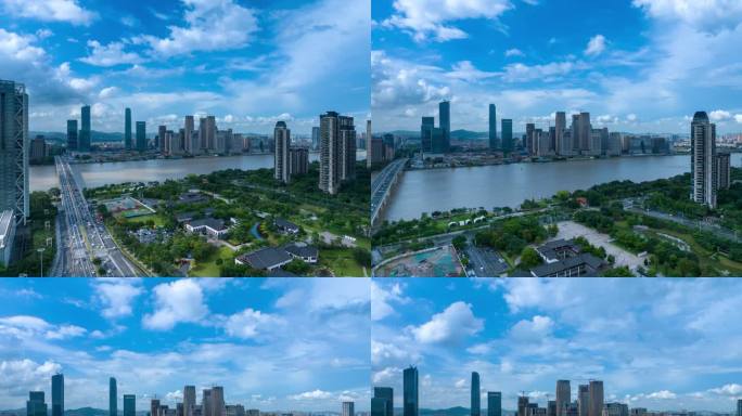 广州国际金融城蓝天白云延时01H