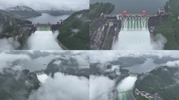 2024新安江水电站水库七孔泄洪超多角度
