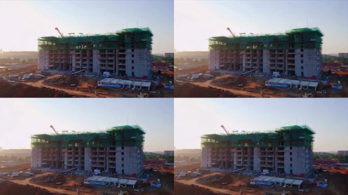 航拍城市工地建设