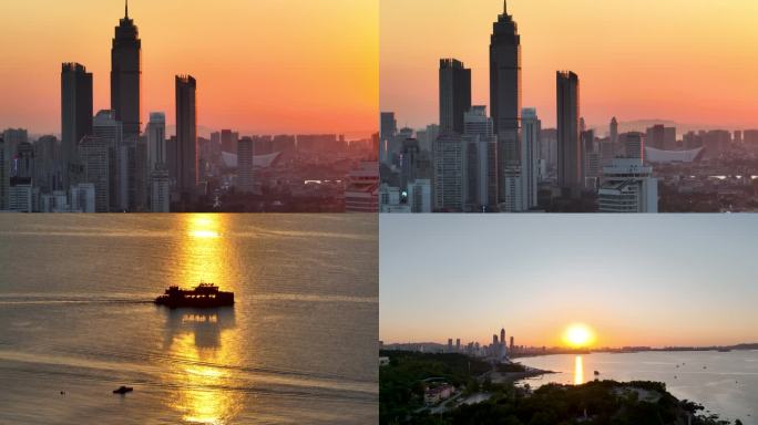 烟台 夕阳下的世贸海湾
