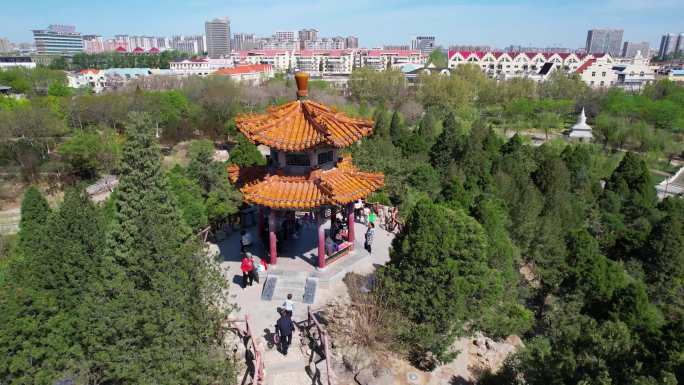 4K廊坊市人民公园航拍大景外景