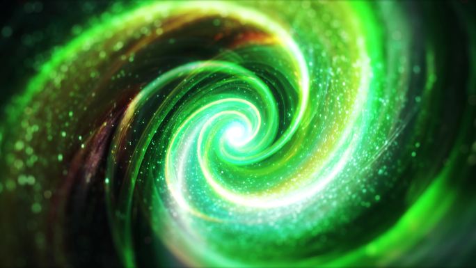 4k绿色粒子螺旋抽象宇宙空间视频素材
