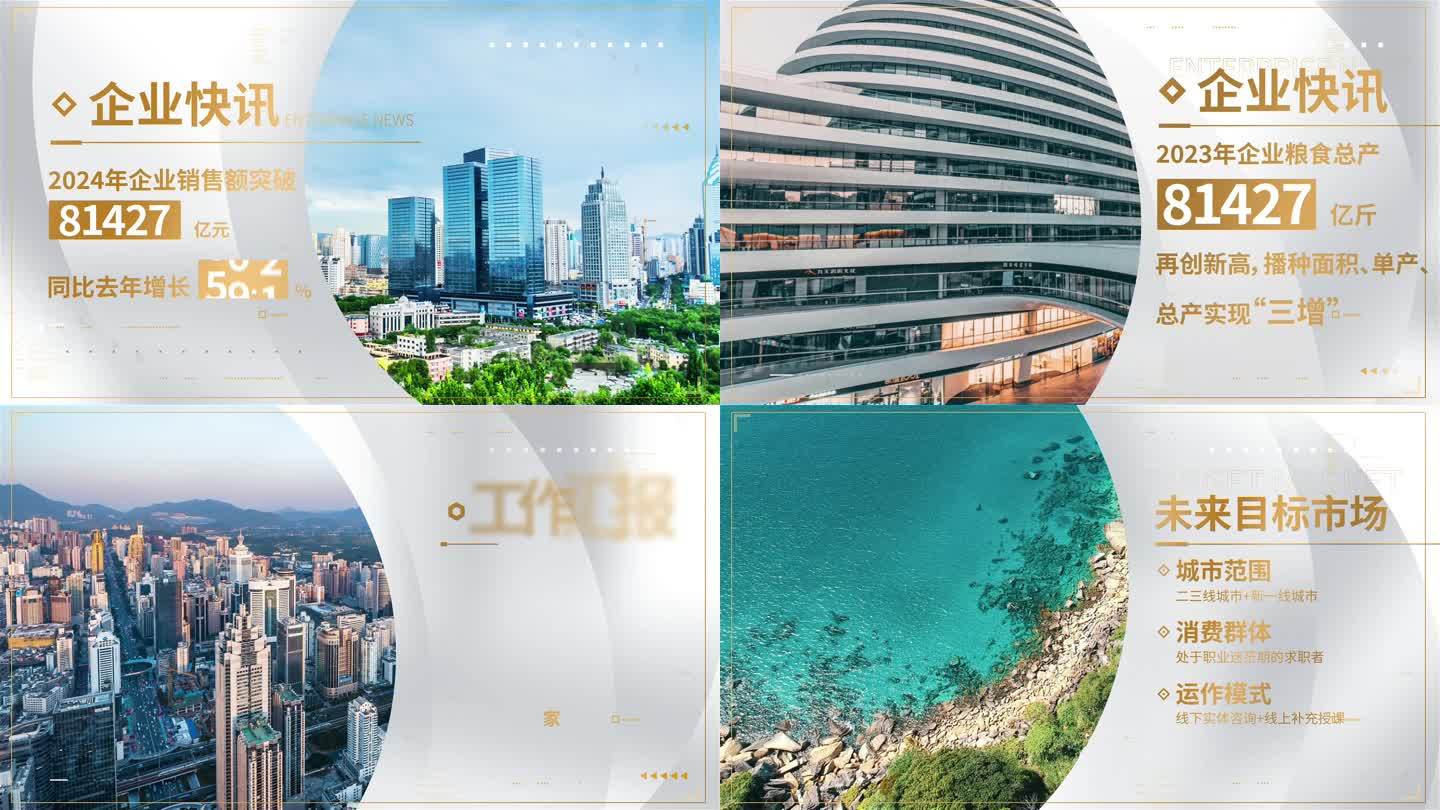 金色简洁数据汇报图文