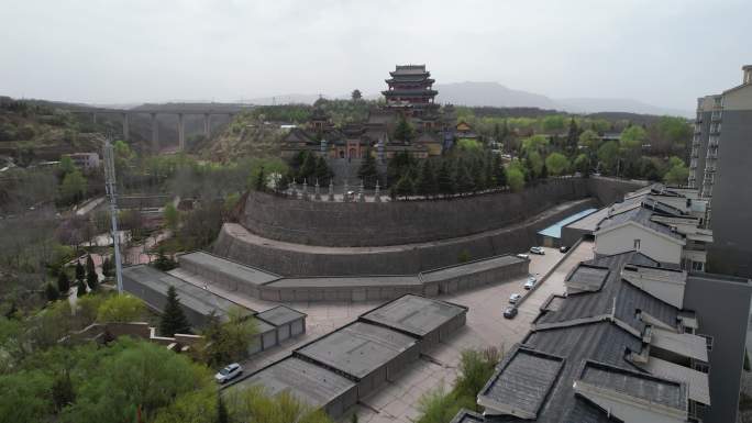 平凉圆通寺 歇马殿 航拍素材