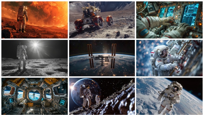 宇宙太空 宇航员月球 空间站