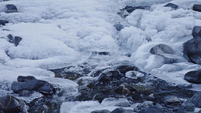 雪山冰河融合 河流冰雪融化水水滴水源