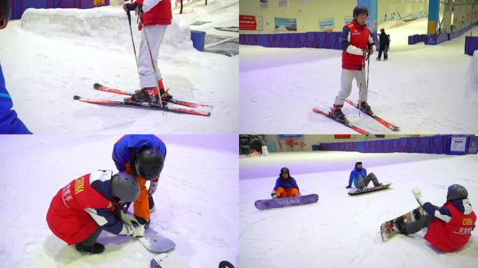 单板滑雪双板滑雪教程视频素材