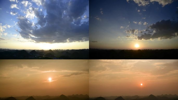 山村日落夕阳云彩延时