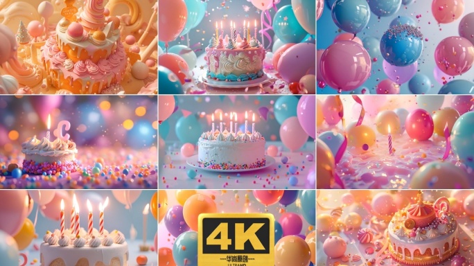 4k生日蛋糕气球合集