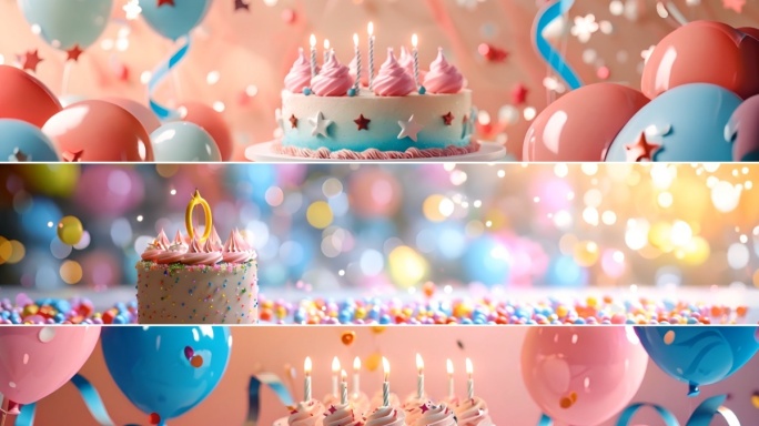 8k宽屏生日蛋糕气球合集