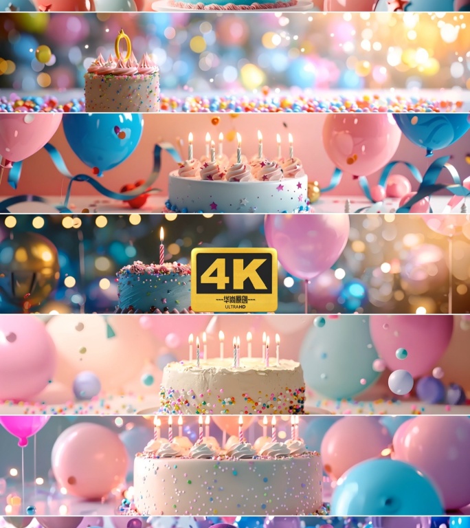 8k宽屏生日蛋糕气球合集
