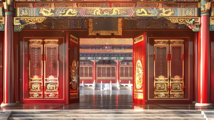 古代议事厅皇宫皇帝圣驾大殿场景