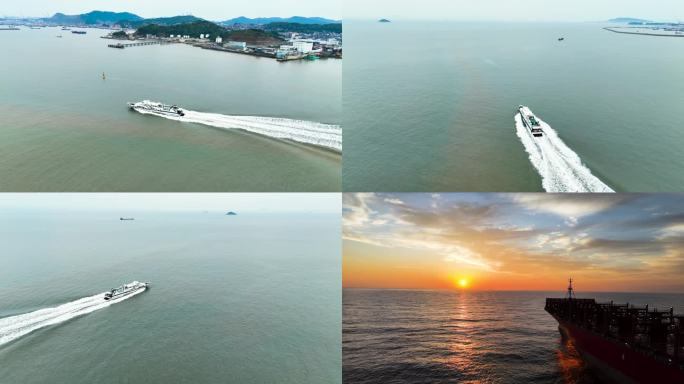 大海游轮航行航拍4K