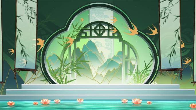 中国风意境清新唯美舞台背景