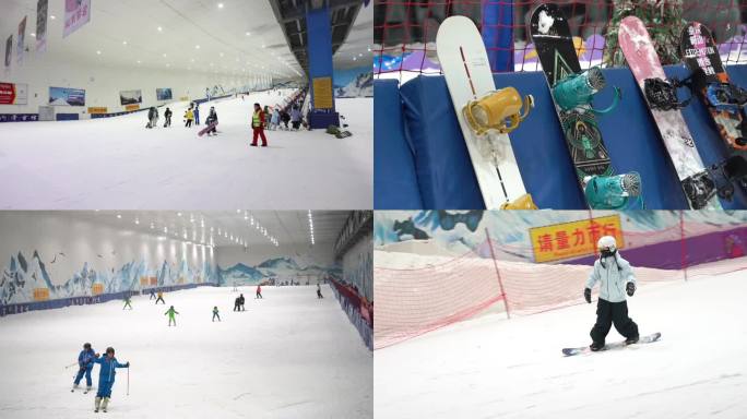 室内滑雪场滑雪视频素材