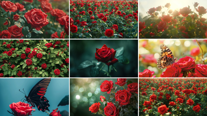 红玫瑰合集 情人节玫瑰 玫瑰花园