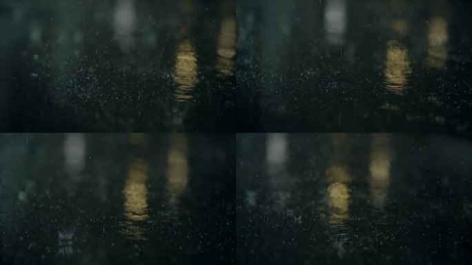 雨夜中的雨滴落在慢动作降雨中