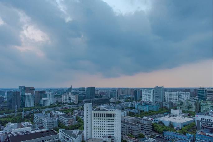 夏天上海魔都夕阳晚霞日转夜