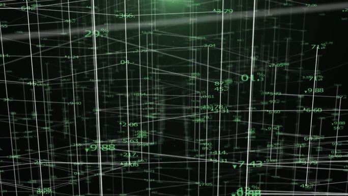 未来的随机数和连接，3D渲染，金融科技概念