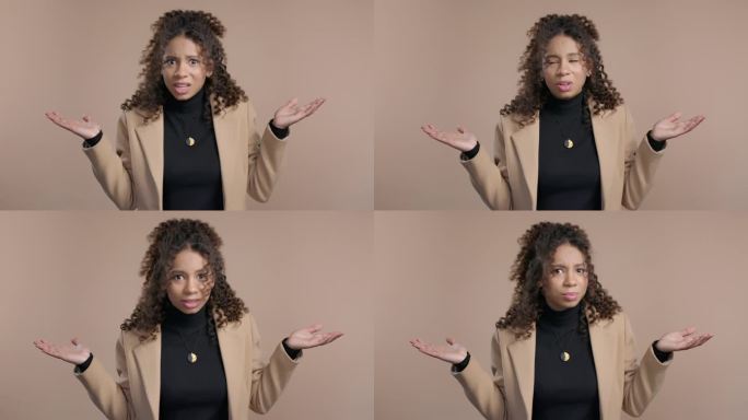 不满冷漠的非洲少女，忍不住，不知道的姿态