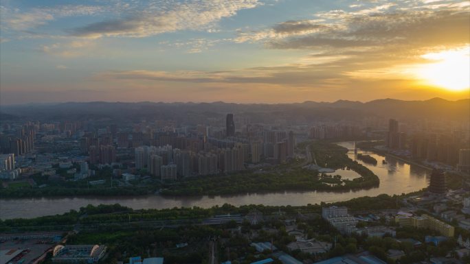 航拍兰州市安宁区延时