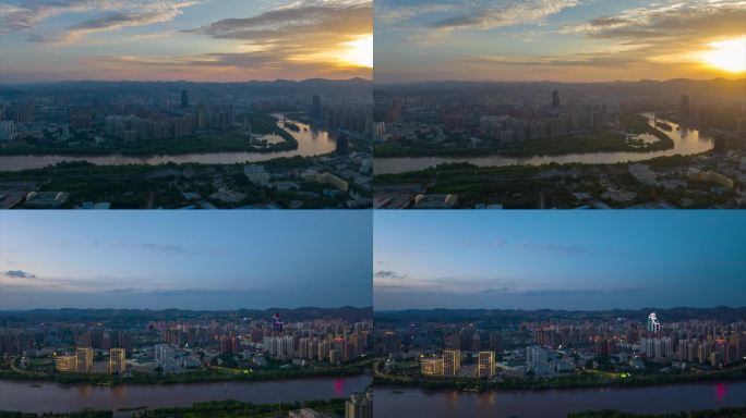 航拍兰州市安宁区延时
