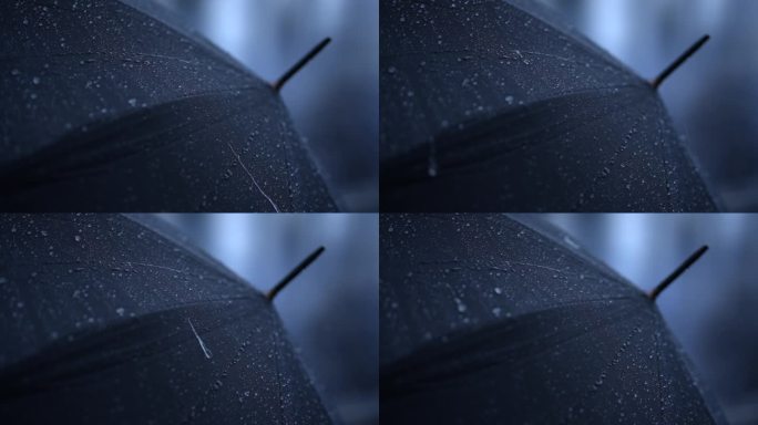 雨夜中的雨滴落在慢动作降雨中