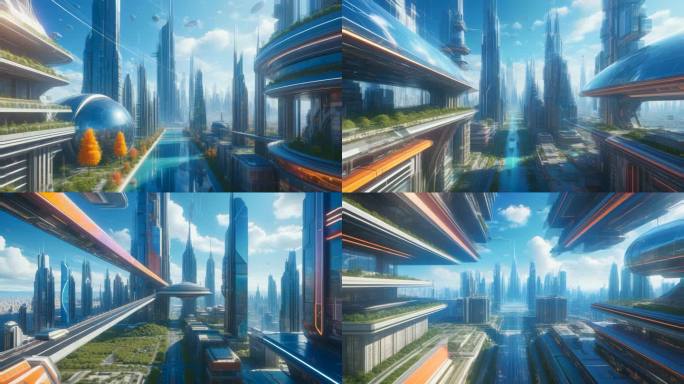 AI演绎 未来科幻城市幻想变化