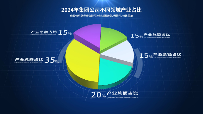 企业蓝色科技三维饼图数据图