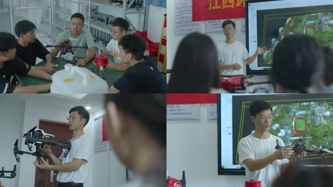 学校无人机培训课全神贯注【组镜】