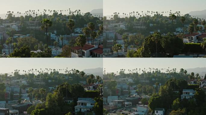 洛杉矶银湖山上住宅的航拍照片