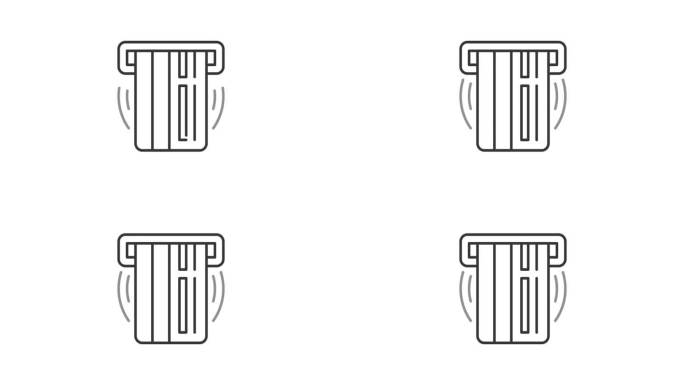 取款从ATM线路图标动画。商务电子账户充值的金融设备。
