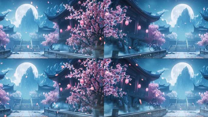 戏曲古风大殿庭院回廊舞台背景