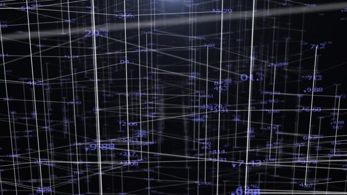 未来的随机数和连接，3D渲染，金融科技概念
