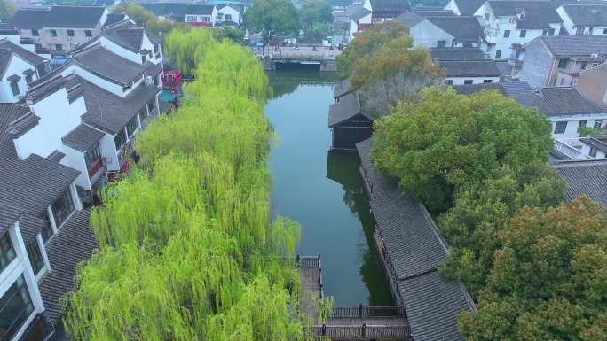 春天江南苏州吴中水乡古镇同里古镇风景航拍