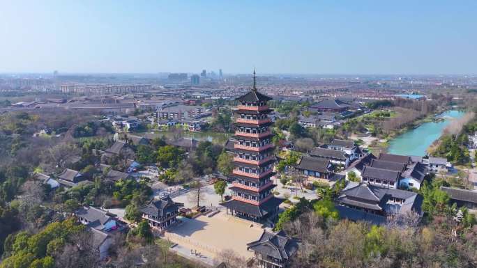 扬州大运河文化旅游度假区大明寺栖灵塔航拍