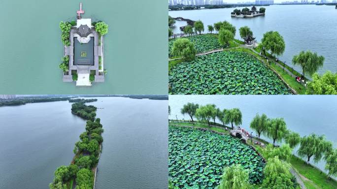 2024最新航拍苏州石湖景区荷花
