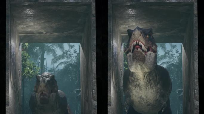 裸眼3D三维动画led大屏恐龙穿越侏罗纪