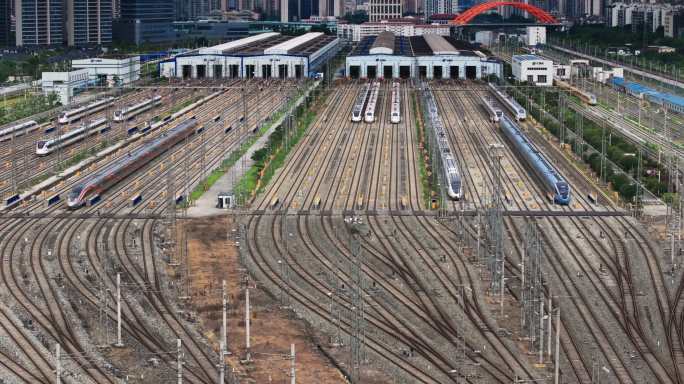 成都动车段动车驶出车辆段 和谐号 复兴号
