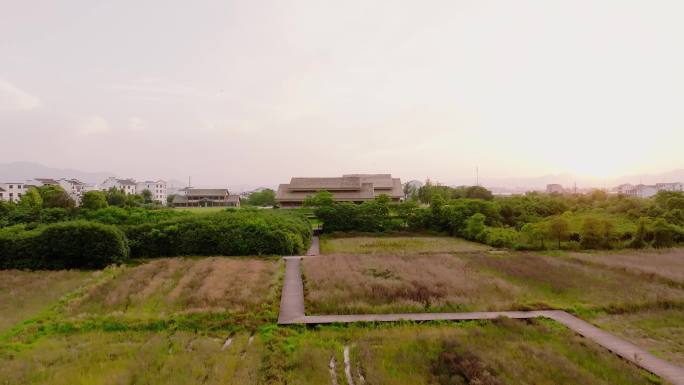 航拍浙江金华浦江上山文化遗址公园