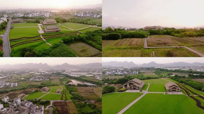 航拍浙江金华浦江上山文化遗址公园