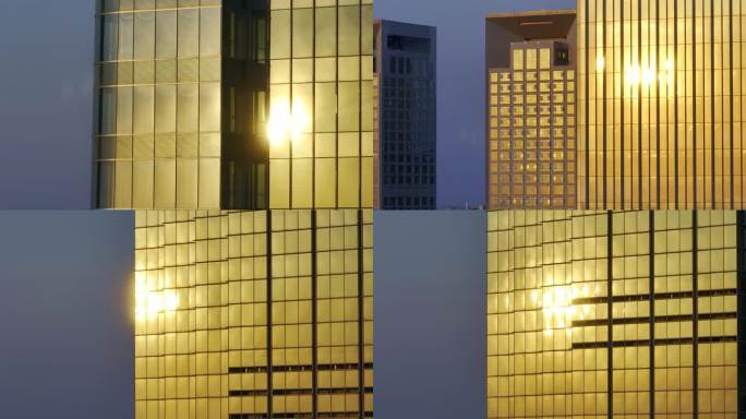 写字楼金色反光建筑物反光
