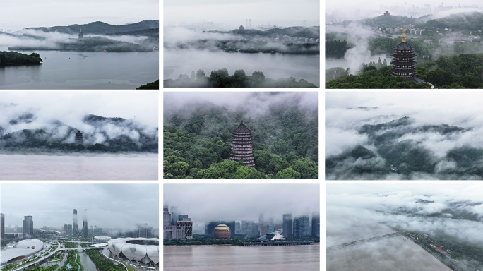 烟雨江南杭州西湖钱塘江