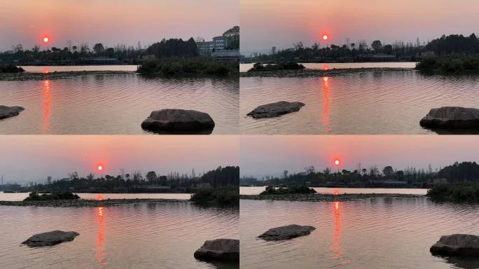 实拍傍晚夕阳落日