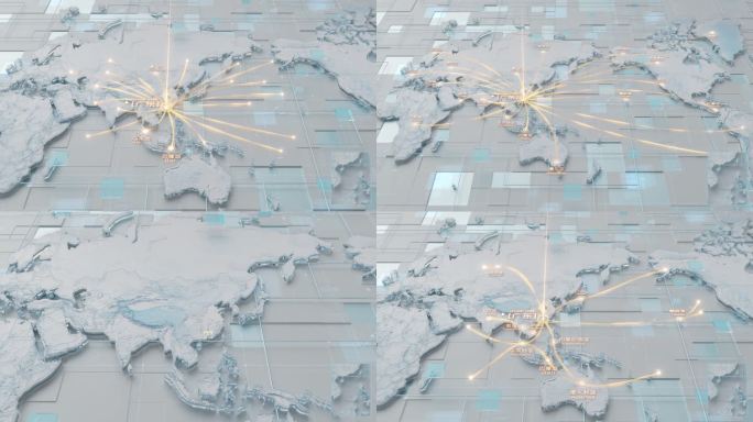 亮调浅色科技全球布局世界地图区位