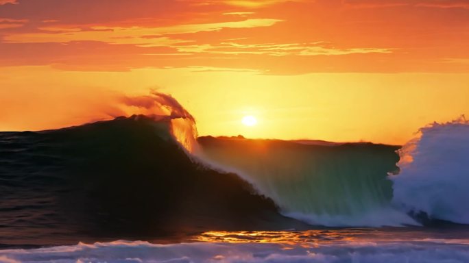 巨浪翻滚海浪浪花礁石