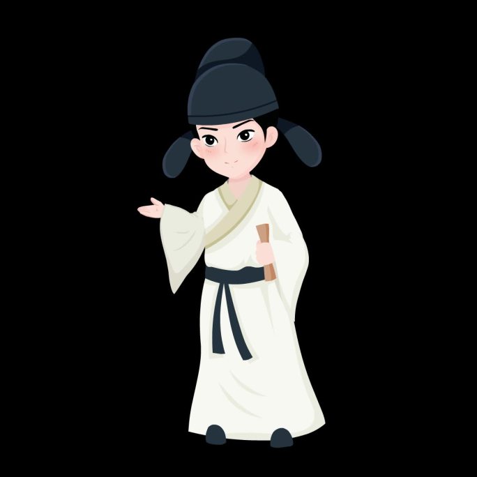 诗人李白卡通人物素材透明背景原创形象